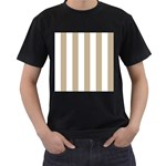 Vertical Stripes - White and Khaki Brown Men s T-Shirt (Black)