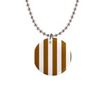 Vertical Stripes - White and Golden Brown 1  Button Necklace