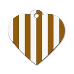 Vertical Stripes - White and Golden Brown Dog Tag Heart (One Side)