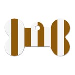 Vertical Stripes - White and Golden Brown Dog Tag Bone (One Side)