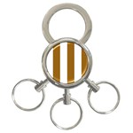 Vertical Stripes - White and Golden Brown 3-Ring Key Chain