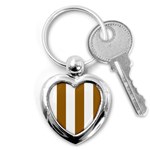 Vertical Stripes - White and Golden Brown Key Chain (Heart)