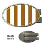 Vertical Stripes - White and Golden Brown Money Clip (Oval)