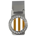 Vertical Stripes - White and Golden Brown Money Clip (CZ)