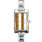 Vertical Stripes - White and Golden Brown Rectangle Italian Charm Watch