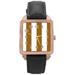 Vertical Stripes - White and Golden Brown Rose Gold Leather Watch