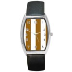 Vertical Stripes - White and Golden Brown Barrel Style Metal Watch