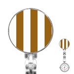 Vertical Stripes - White and Golden Brown Stainless Steel Nurses Watch
