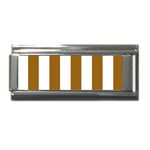 Vertical Stripes - White and Golden Brown Superlink Italian Charm (9mm)