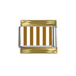 Vertical Stripes - White and Golden Brown Gold Trim Italian Charm (9mm)