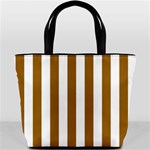 Vertical Stripes - White and Golden Brown Bucket Bag