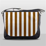 Vertical Stripes - White and Golden Brown Messenger Bag