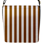 Vertical Stripes - White and Golden Brown Flap Closure Messenger Bag (S)