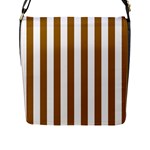 Vertical Stripes - White and Golden Brown Flap Closure Messenger Bag (L)