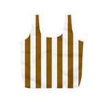 Vertical Stripes - White and Golden Brown Full Print Recycle Bag (S)