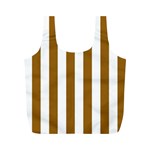 Vertical Stripes - White and Golden Brown Full Print Recycle Bag (M)