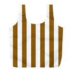 Vertical Stripes - White and Golden Brown Full Print Recycle Bag (L)
