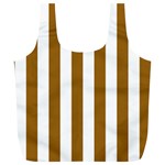 Vertical Stripes - White and Golden Brown Full Print Recycle Bag (XL)