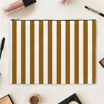 Vertical Stripes - White and Golden Brown Cosmetic Bag (XL)