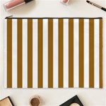 Vertical Stripes - White and Golden Brown Cosmetic Bag (XXXL)
