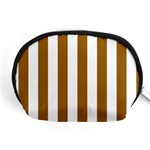 Vertical Stripes - White and Golden Brown Accessory Pouch (Medium)