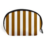 Vertical Stripes - White and Golden Brown Accessory Pouch (Large)