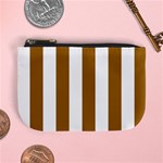 Vertical Stripes - White and Golden Brown Mini Coin Purse