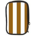 Vertical Stripes - White and Golden Brown Compact Camera Leather Case