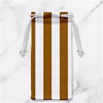 Vertical Stripes - White and Golden Brown Jewelry Bag