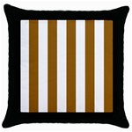 Vertical Stripes - White and Golden Brown Throw Pillow Case (Black)