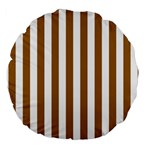 Vertical Stripes - White and Golden Brown Large 18  Premium Round Cushion