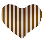 Vertical Stripes - White and Golden Brown Large 19  Premium Heart Shape Cushion