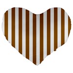 Vertical Stripes - White and Golden Brown Large 19  Premium Flano Heart Shape Cushion