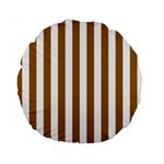 Vertical Stripes - White and Golden Brown Standard 15  Premium Round Cushion