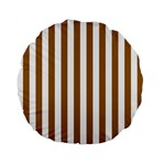 Vertical Stripes - White and Golden Brown Standard 15  Premium Flano Round Cushion