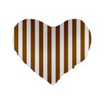 Vertical Stripes - White and Golden Brown Standard 16  Premium Heart Shape Cushion