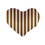 Vertical Stripes - White and Golden Brown Standard 16  Premium Flano Heart Shape Cushion