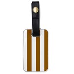 Vertical Stripes - White and Golden Brown Luggage Tag (One Side)