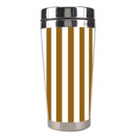 Vertical Stripes - White and Golden Brown Stainless Steel Travel Tumbler