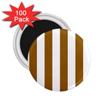 Vertical Stripes - White and Golden Brown 2.25  Magnet (100 pack)