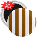 Vertical Stripes - White and Golden Brown 3  Magnet (100 pack)