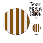 Vertical Stripes - White and Golden Brown Multi-purpose Cards (Round)