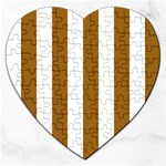 Vertical Stripes - White and Golden Brown Jigsaw Puzzle (Heart)