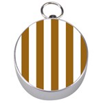 Vertical Stripes - White and Golden Brown Silver Compass