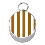 Vertical Stripes - White and Golden Brown Silver Compass (Mini)