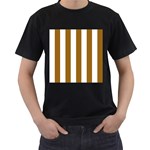 Vertical Stripes - White and Golden Brown Men s T-Shirt (Black)