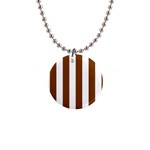 Vertical Stripes - White and Chocolate Brown 1  Button Necklace
