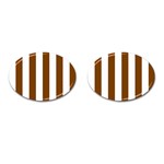 Vertical Stripes - White and Chocolate Brown Cufflinks (Oval)