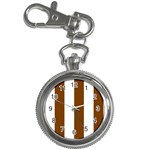 Vertical Stripes - White and Chocolate Brown Key Chain Watch