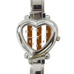 Vertical Stripes - White and Chocolate Brown Heart Italian Charm Watch